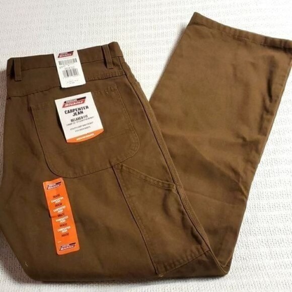 Dickies Carpenter Jeans Relaxed Fit Straight Leg Sz. 36 x 32 Tan Jeans w Pockets - Picture 1 of 11